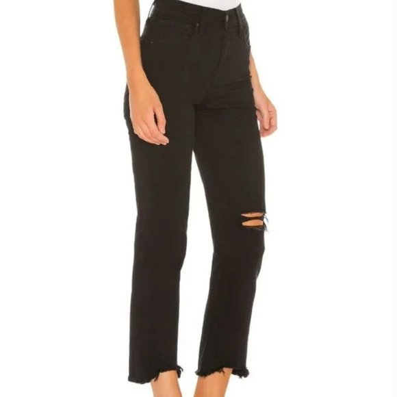 Levi's Premium Denim - Levi's Premium 724 High Rise Straight Crop Black Distressed Jeans- Size 27 (#91)